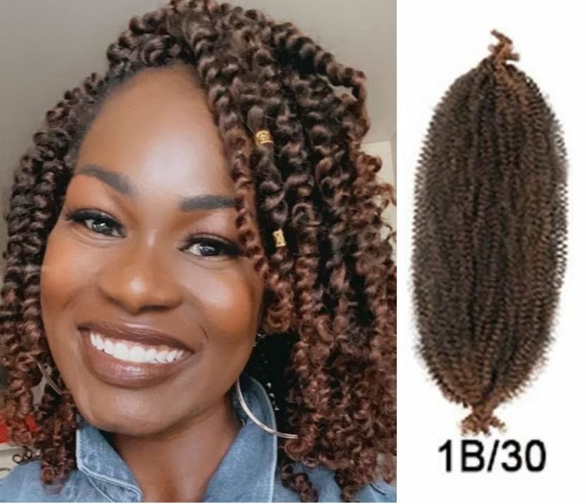 Afro Spring Twist Marley Hair Kinky Curly Crochet Braid Hair color 1 medium lenght [分类版本1]
