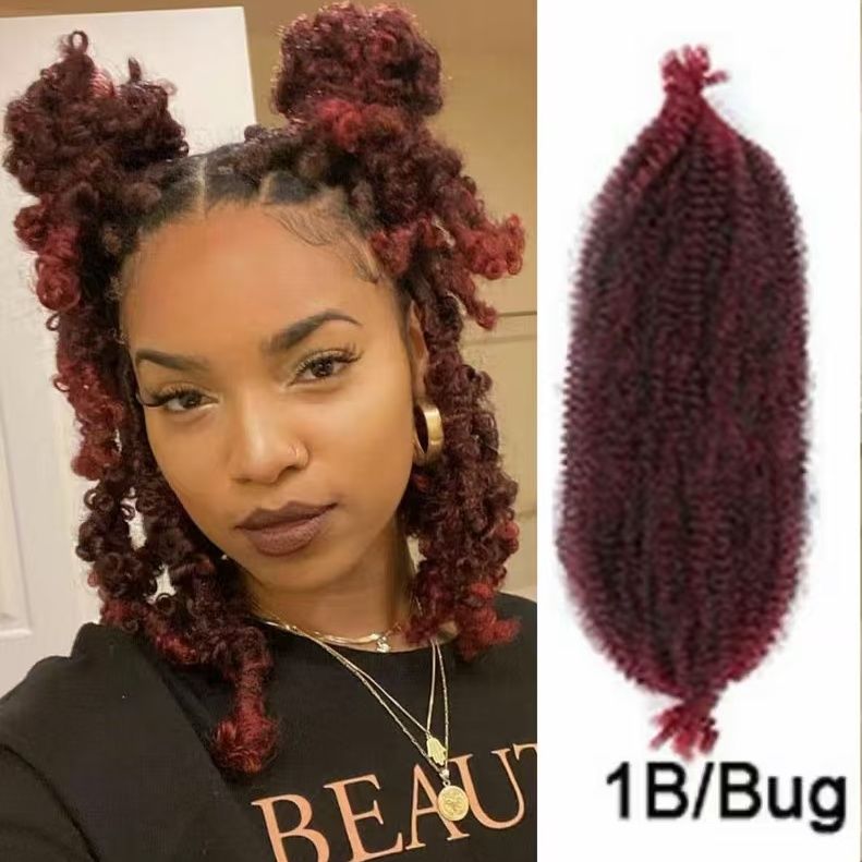 Afro Spring Twist Marley Hair Kinky Curly Crochet Braid Hair color 1 medium lenght [分类版本2]