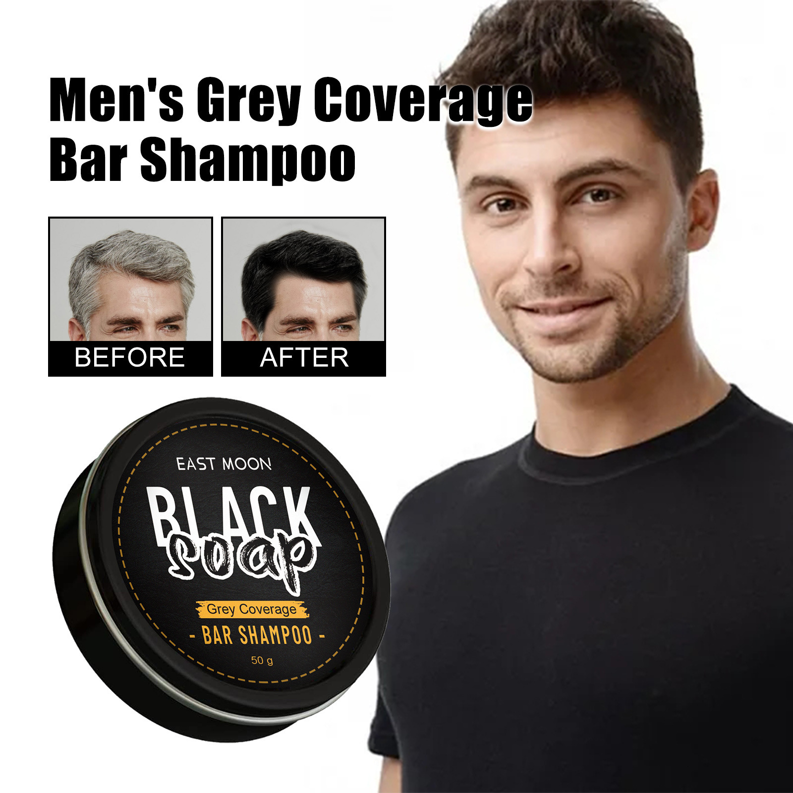Shampoo Bar For Black Hair Repair And Moisturizer Mane Black Reverse Bar Soap Cover Bar Soap For Black Hair For Men Hair Coverage Black One Size [分类版本1]