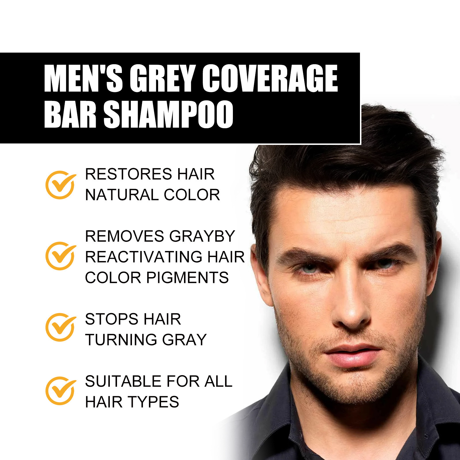 Shampoo Bar For Black Hair Repair And Moisturizer Mane Black Reverse Bar Soap Cover Bar Soap For Black Hair For Men Hair Coverage Black One Size [分类版本1]