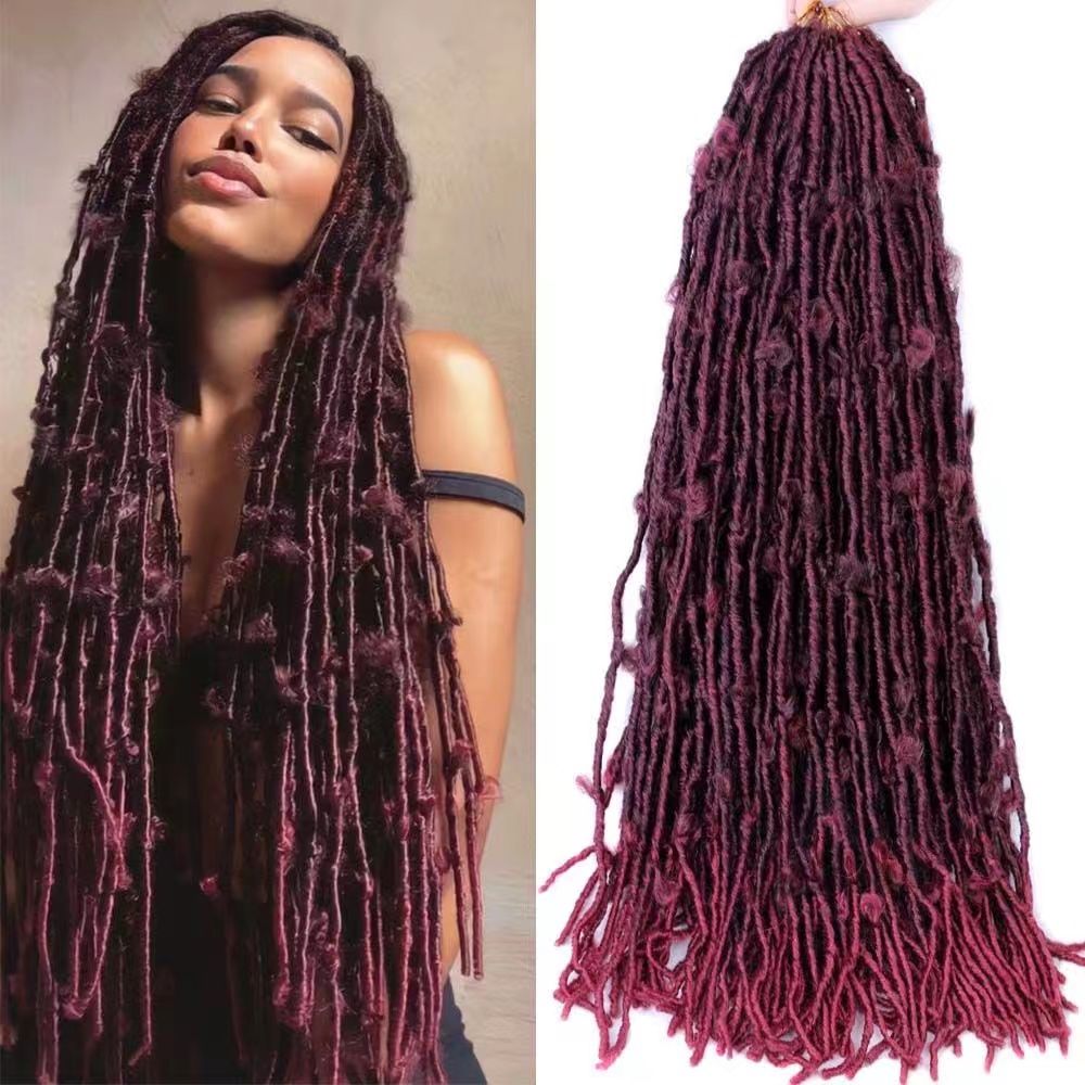 European and American wig Butterfly Locs Crochet Braids Hair 24inch butterfly curly wig color 1 long [分类版本1]