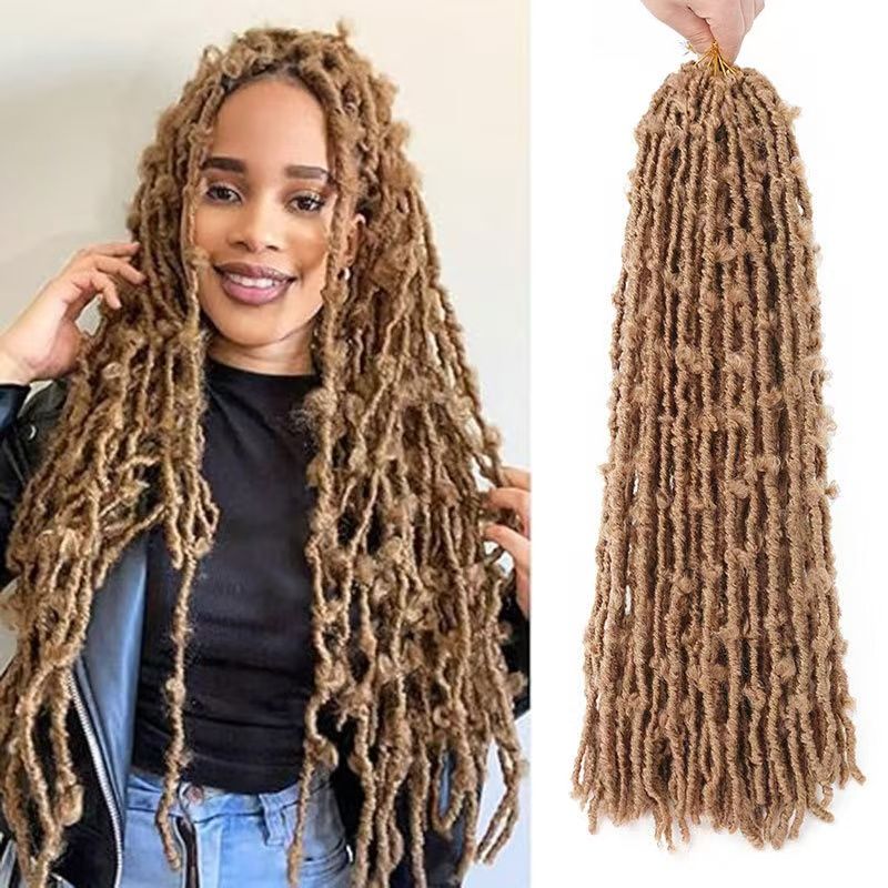 European and American wig Butterfly Locs Crochet Braids Hair 24inch butterfly curly wig color 1 long [分类版本3]