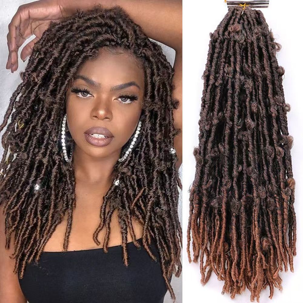 European and American wig Butterfly Locs Crochet Braids Hair 24inch butterfly curly wig color 1 long [分类版本3]
