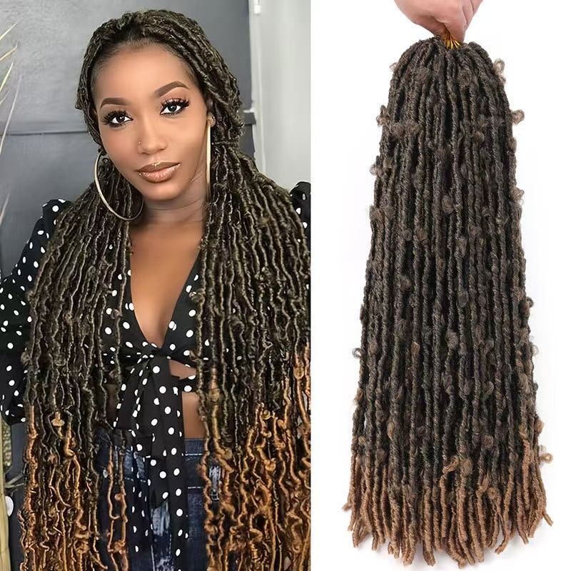 European and American wig Butterfly Locs Crochet Braids Hair 24inch butterfly curly wig color 1 long [分类版本3]