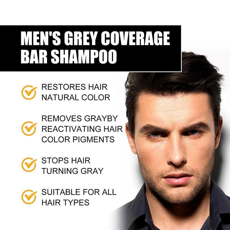 Shampoo Bar For Black Hair Repair And Moisturizer Mane Black Reverse Bar Soap Cover Bar Soap For Black Hair For Men Hair Coverage Black One size [分类版本1]