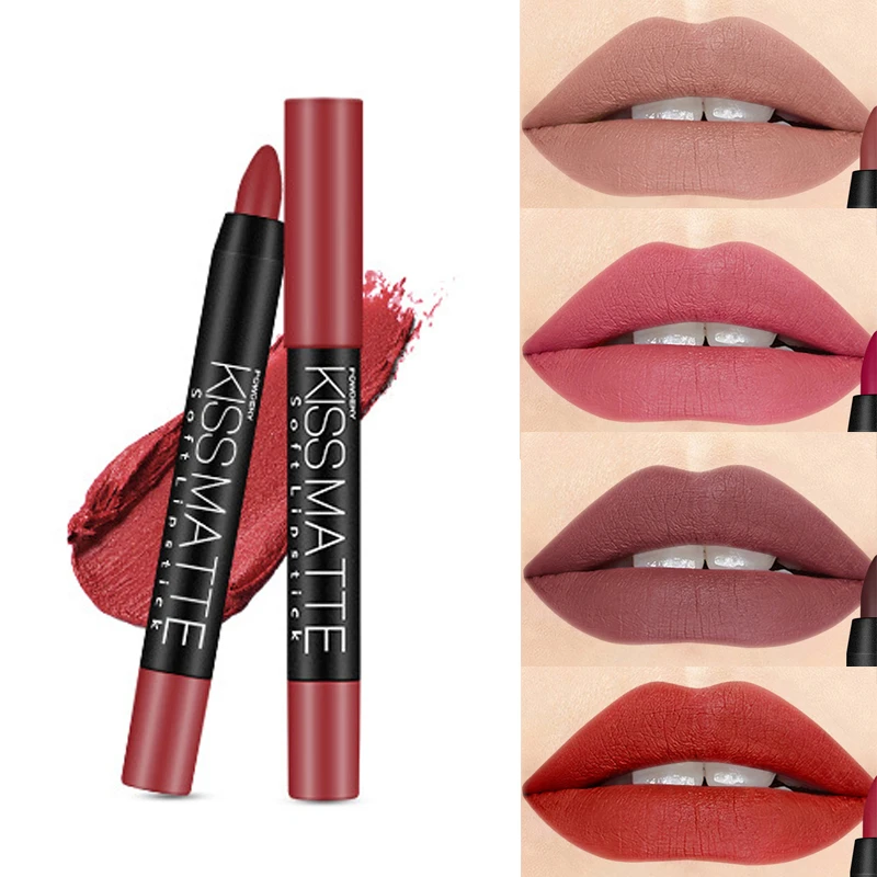 19 Colors Sexy Matte Lip Stick Lipliner Lip Liner Pencil Lasting Nude Rotatable Lipsliner Pen Set Beauty Makeup Tool Cosmetic #01 Dirty orange One size [分类版本2]
