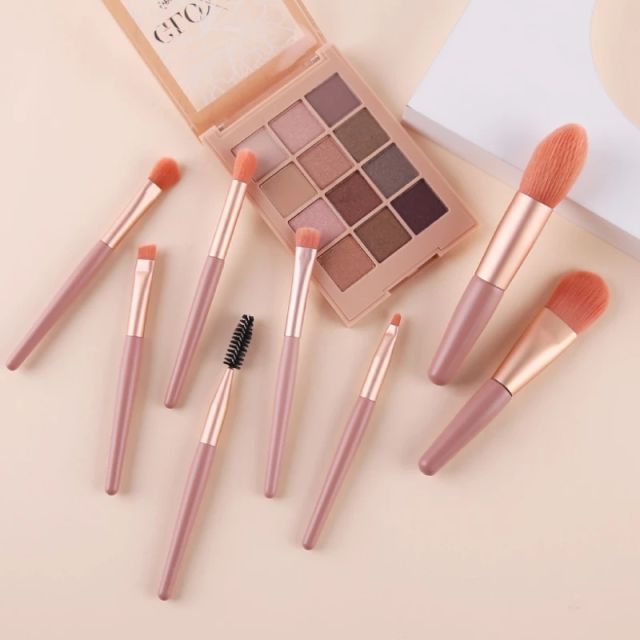8Pcs Professional Makeup Brushes Set Cosmetic Powder Eye Shadow Foundation Blush Blending Concealer Beauty Make Up Tool Brushes Pink 8Pcs/Pack [分类版本3]