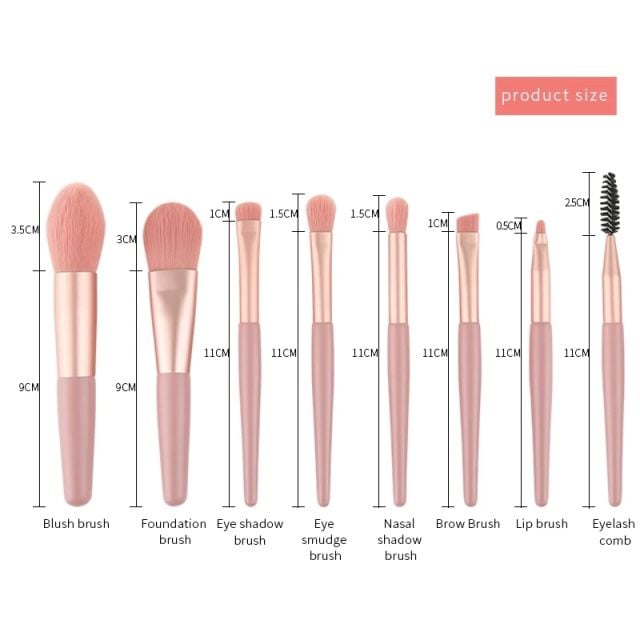 8Pcs Professional Makeup Brushes Set Cosmetic Powder Eye Shadow Foundation Blush Blending Concealer Beauty Make Up Tool Brushes Pink 8Pcs/Pack [分类版本3]