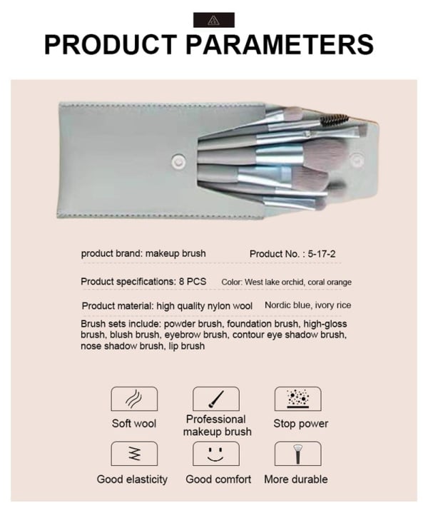8Pcs Professional Makeup Brushes Set Cosmetic Powder Eye Shadow Foundation Blush Blending Concealer Beauty Make Up Tool Brushes Pink 8Pcs/Pack [分类版本3]