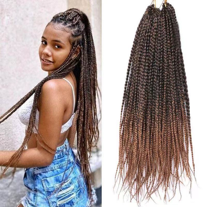 European and American style three-strand braids; Box Braids; Crochet Hair Extension; Hooked dreadlocks wig. color 1 long [分类版本3]