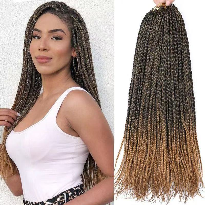 European and American style three-strand braids; Box Braids; Crochet Hair Extension; Hooked dreadlocks wig. color 1 long [分类版本3]