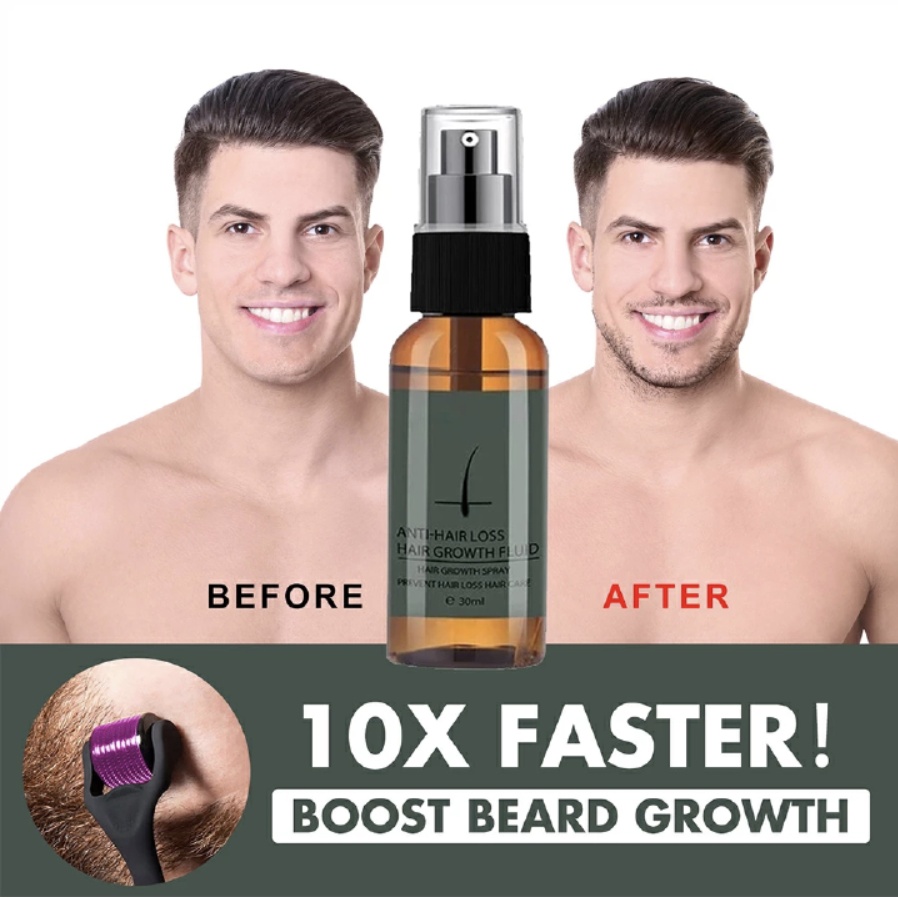 30ml Men Beard Growth Roller Set Beard Growth Kit Men's Beard Growth Essence Nourishing Enhancer Beard Oil Spray Beard Care Set 30ML [分类版本1]