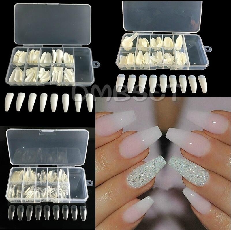 100pcs Ballerina Coffin Nail Tips Artificial False Fake Nails DIY Salon With Box Transparent color 100pcs [分类版本1] view 3