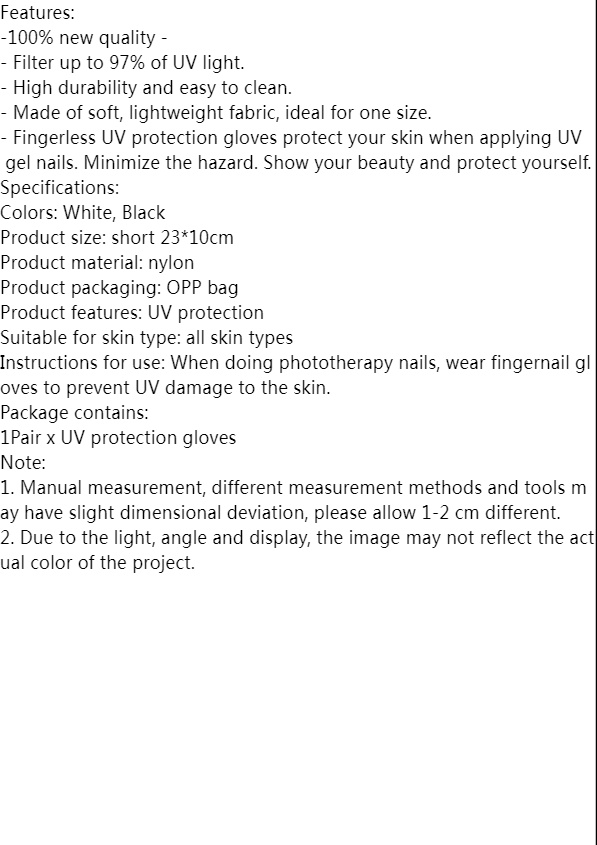 Anti UV Radiation Protection Gloves LED Lamp Nail UV Protection Glove Nail Art Gel Nail Dryer Light Nail Art Equipment Short black 1pair [分类版本2] view 5