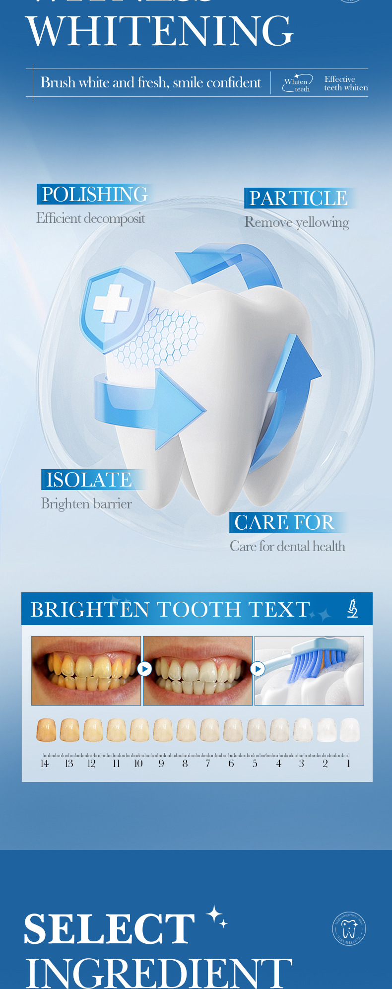 Hydroxyapatite whitening toothpaste, yellowing, toothstain removal, deodorization, cool and anti-cavity toothpaste White One Size [分类版本2]