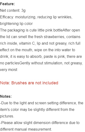 3g South Korea Lip Sleep Mask Night Sleep Maintenance Moisturizing Lip Gloss Bleach Cream Nourishing Lip Care Strawberry Pink One size [分类版本1]