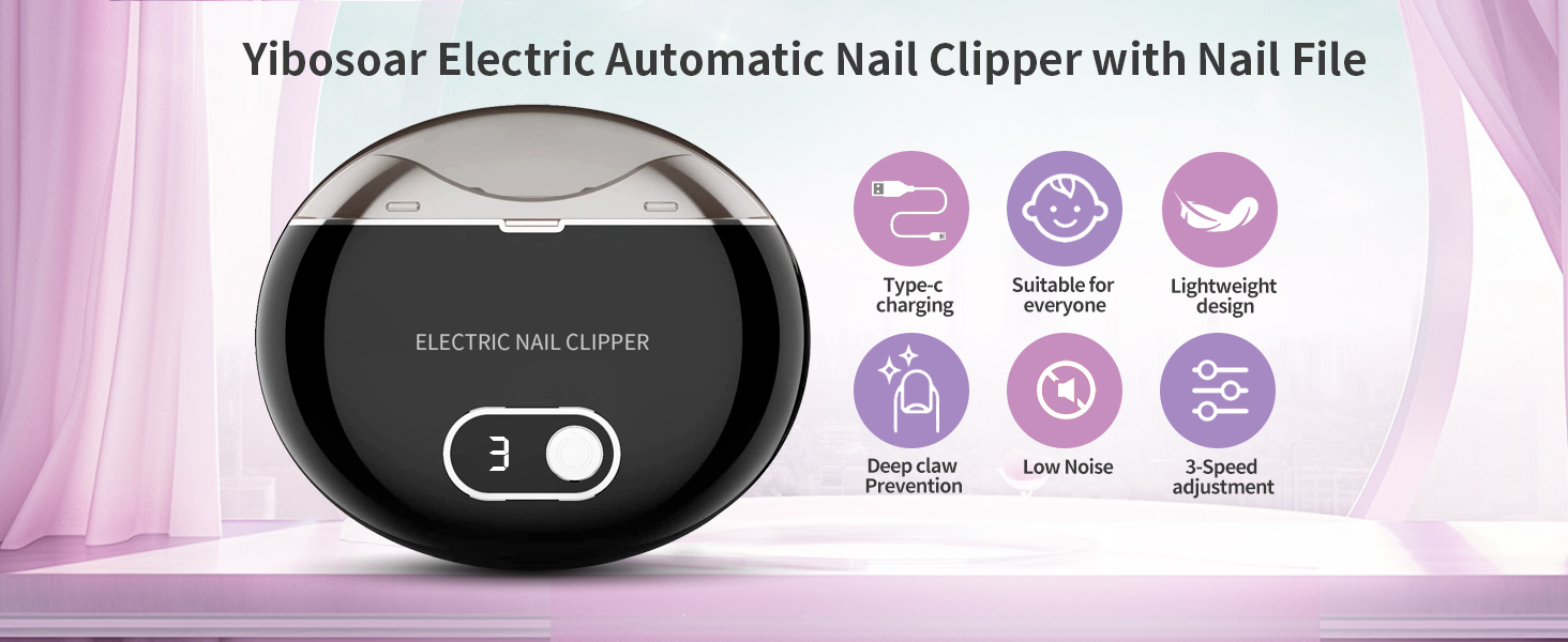 Electric Nail Clipper with Nail File & 3 Speeds, LCD Digital Display,Fingernail Cutter and Nail Scraps Storage Rechargeable Safety Fingernail Trimmer Red 3 levels [分类版本3]