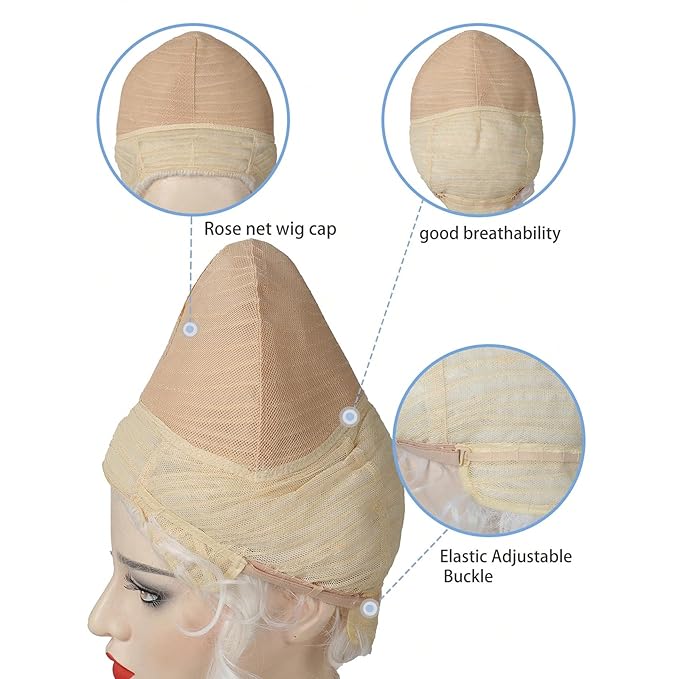 Platinum Blonde Wig Short Curly Blonde Beehive Wig Queen Cosplay Halloween Costume Wigs For Women white as picture [分类版本3]