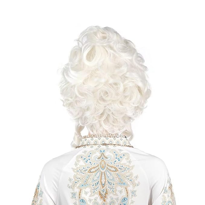 Platinum Blonde Wig Short Curly Blonde Beehive Wig Queen Cosplay Halloween Costume Wigs For Women white as picture [分类版本3]