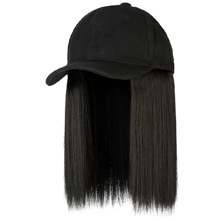 Ladies Fashion High Temperature Silk Thin Face Straight Hair Wig Cap black 7inch [分类版本1]