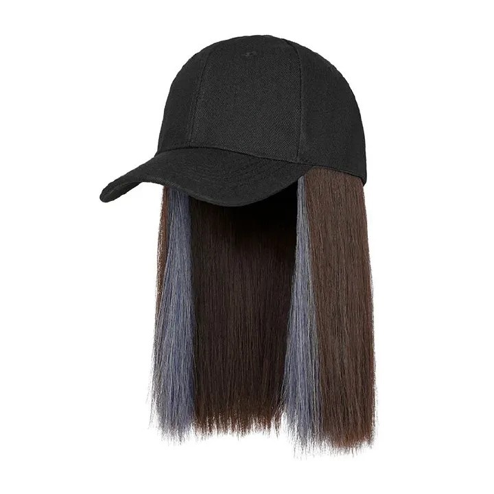 Ladies Fashion High Temperature Silk Thin Face Straight Hair Wig Cap black 7inch [分类版本1]