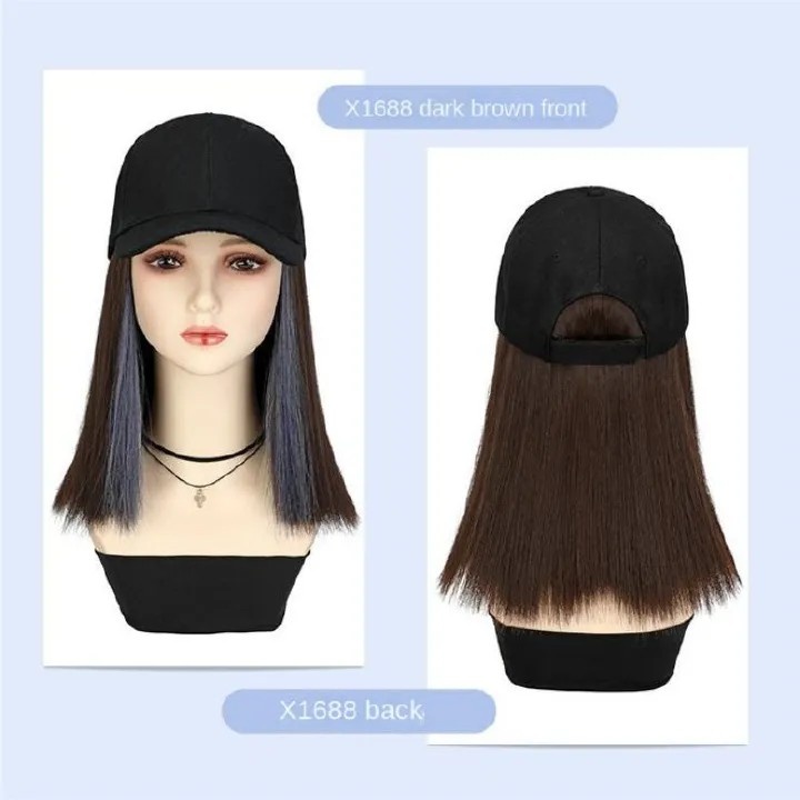 Ladies Fashion High Temperature Silk Thin Face Straight Hair Wig Cap black 7inch [分类版本1]