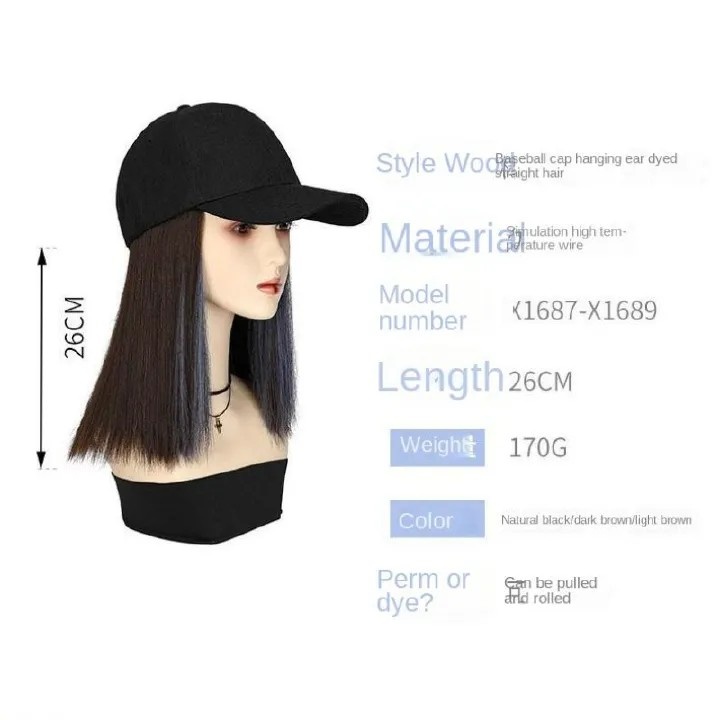 Ladies Fashion High Temperature Silk Thin Face Straight Hair Wig Cap black 7inch [分类版本1]