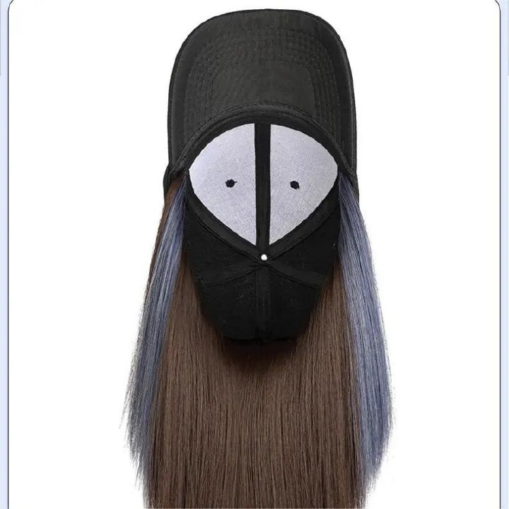 Ladies Fashion High Temperature Silk Thin Face Straight Hair Wig Cap black 7inch [分类版本1]