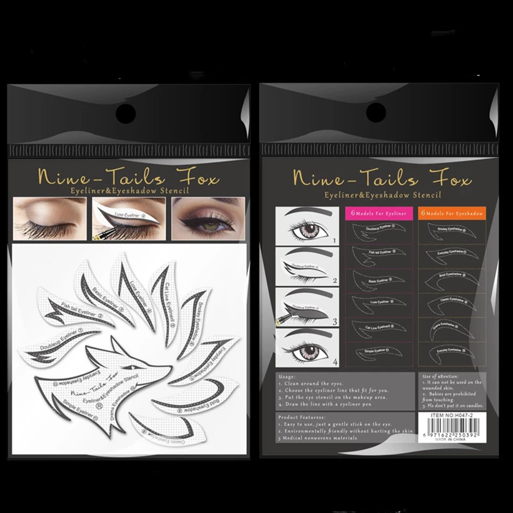 Eyeliner Stencils Eye Makeup Template Stickers Card 12 Styles Non-Woven Eyeliner Eyeshadow 3 Minute Lazy Shaping Tools & White as picture [分类版本2]