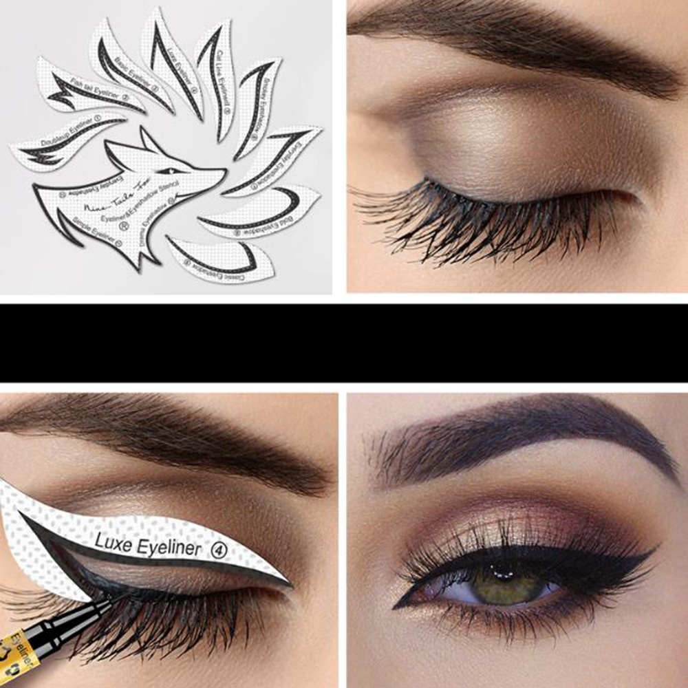 Eyeliner Stencils Eye Makeup Template Stickers Card 12 Styles Non-Woven Eyeliner Eyeshadow 3 Minute Lazy Shaping Tools & White as picture [分类版本2] view 4