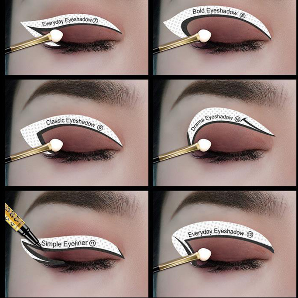 Eyeliner Stencils Eye Makeup Template Stickers Card 12 Styles Non-Woven Eyeliner Eyeshadow 3 Minute Lazy Shaping Tools & White as picture [分类版本2] view 6