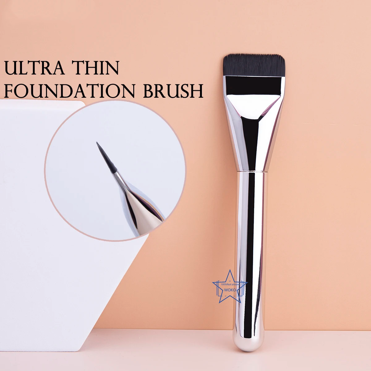 Ultra Thin Foundation Brush Lightweight and Thin Face Contour Brush Flat Contour Brush Blending Foundation Cream Makeup Brushes Silver One size [分类版本3]