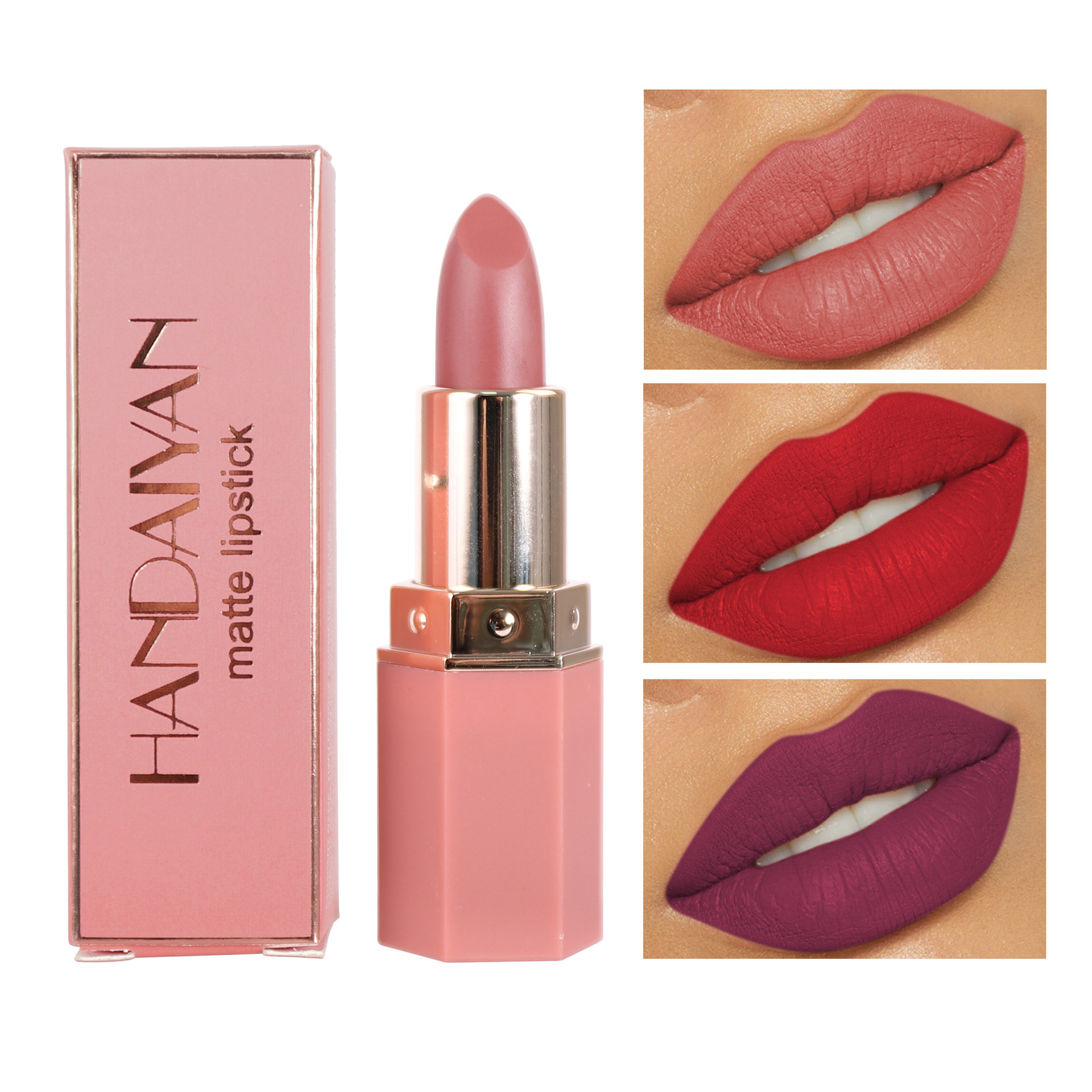 Lipstick 6 colors matte matte no fading no staining long-lasting moisturizing waterproof 01# Honey peach One size [分类版本1]