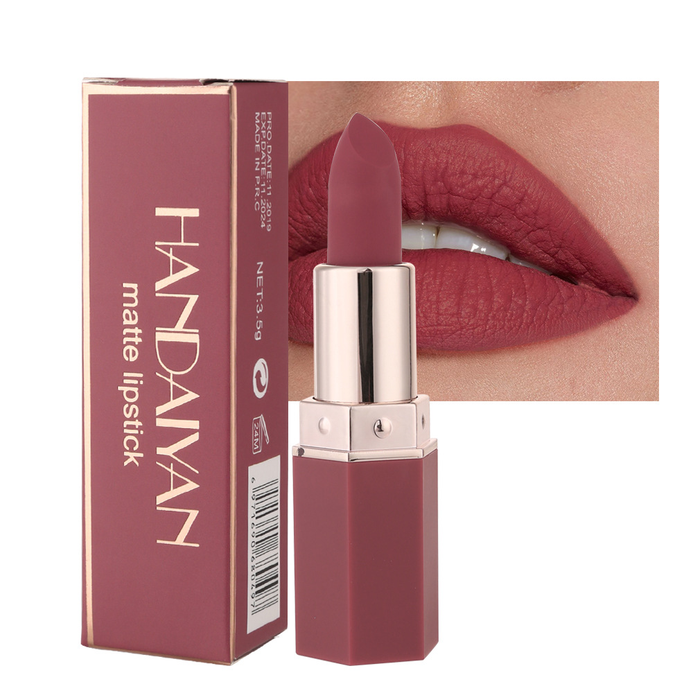 Lipstick 6 colors matte matte no fading no staining long-lasting moisturizing waterproof 01# Honey peach One size [分类版本2]