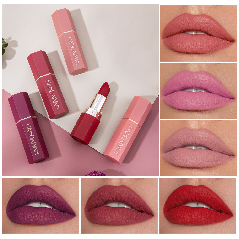 Lipstick 6 colors matte matte no fading no staining long-lasting moisturizing waterproof 01# Honey peach One size [分类版本2]