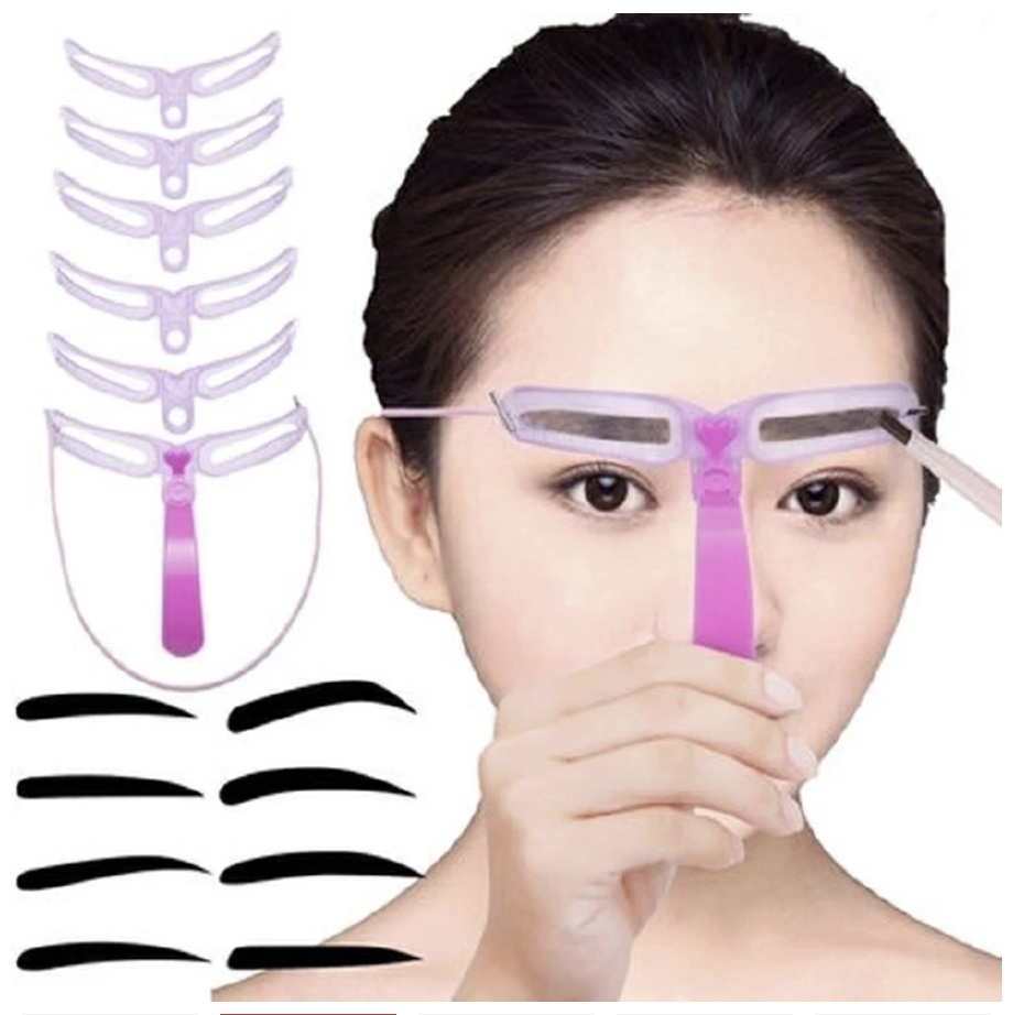 8PCS Eyebrow Shaper Makeup Template Eyebrow Grooming Shaping Stencil Kit DIY Eyebrow Template Reusable 8 in1 Eyebrow Shaping Purple 8pcs view 2