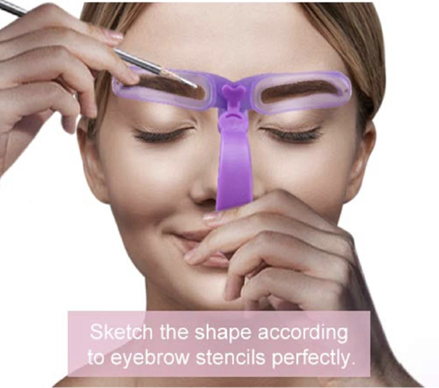 8PCS Eyebrow Shaper Makeup Template Eyebrow Grooming Shaping Stencil Kit DIY Eyebrow Template Reusable 8 in1 Eyebrow Shaping Purple 8pcs