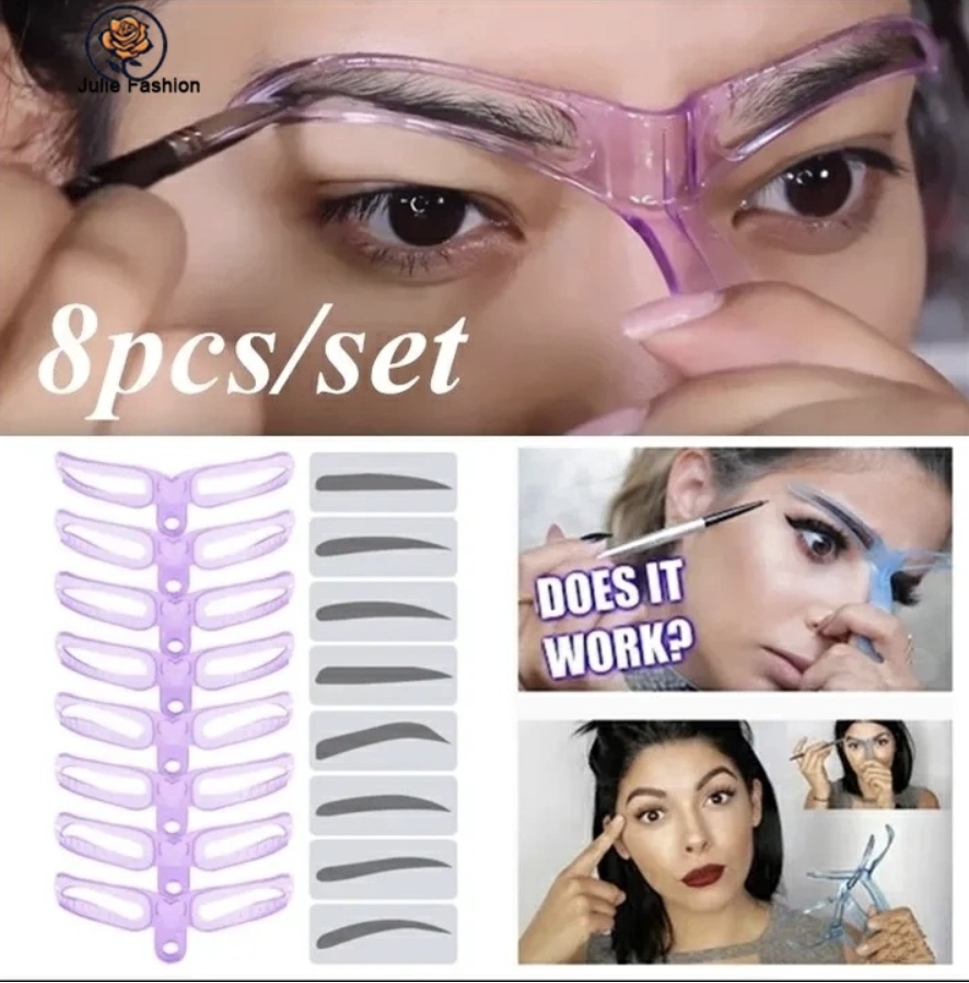 8PCS Eyebrow Shaper Makeup Template Eyebrow Grooming Shaping Stencil Kit DIY Eyebrow Template Reusable 8 in1 Eyebrow Shaping Purple 8pcs view 6