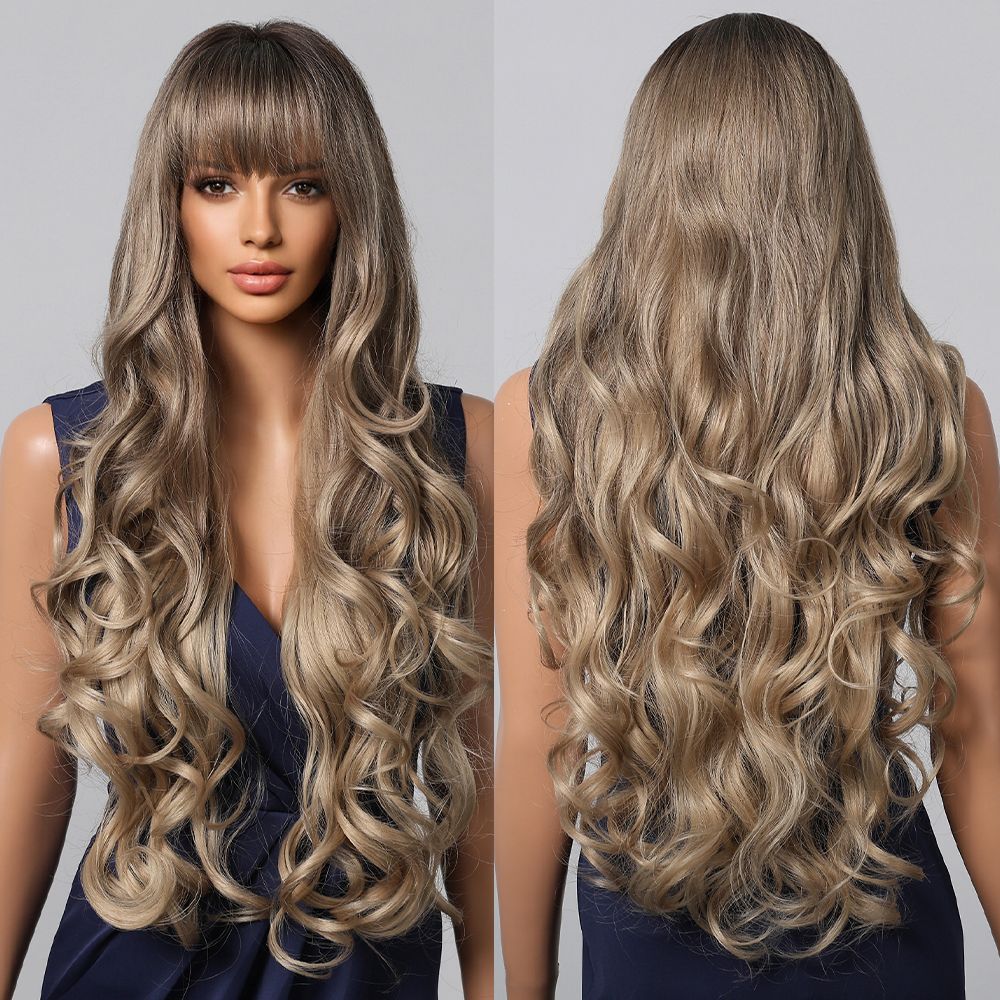 Highlight Ombre 33.02 x 15.24 cm Front Lace Wig Real Hair 71.12cm Body Wave Honey Blonde No Glue HD Clear Lace Forehead Wig Women's 180 Density Real Hair Pre-Pulled Baby Hair color 1