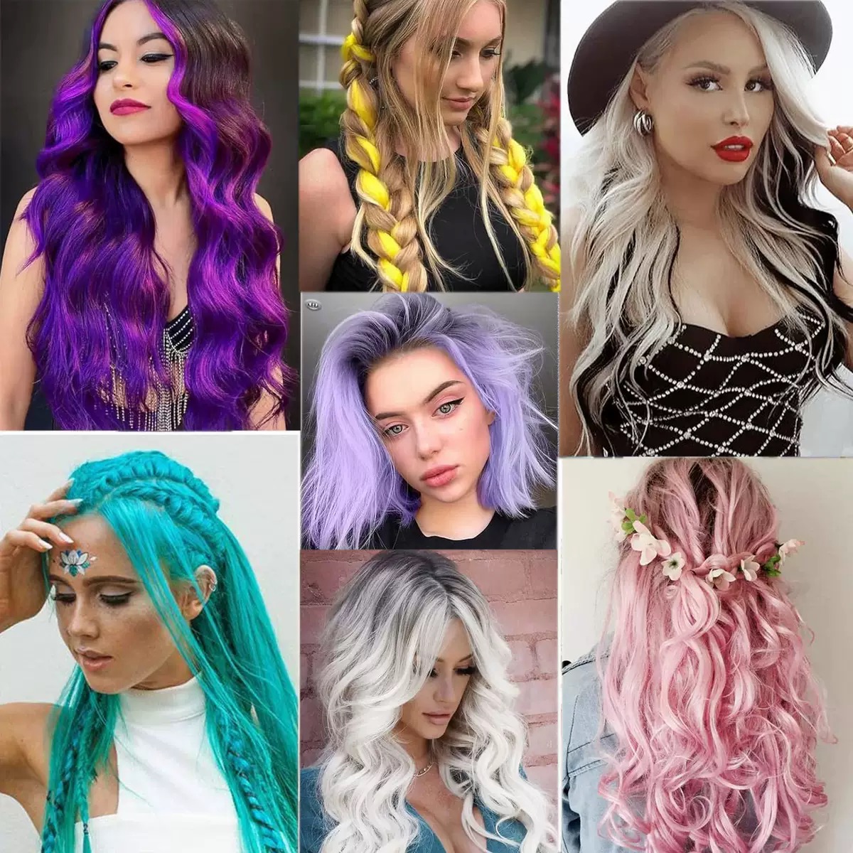 12  Colored Hair Extensions 20Inch Straight Color Clip in on Hair Extension Rainbow Party Highlights Synthetic Hairpiece for Girls (37colors) color 1 long [分类版本1]