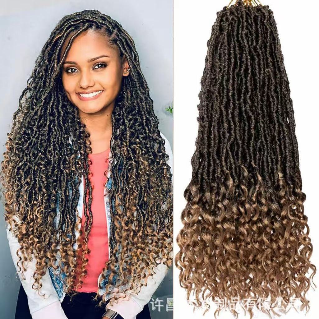 59/2000  Worms Curly Scattered Tail 24inch New Nu Locs Crochet Hair Versatile African Dreadlocks Wig color 1 long