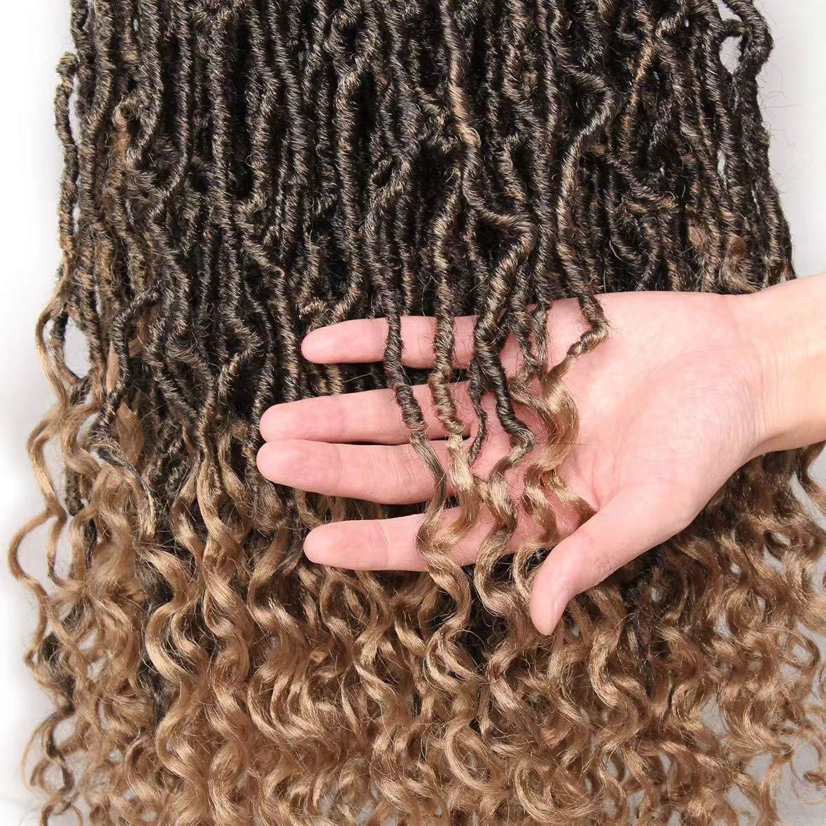 59/2000  Worms Curly Scattered Tail 24inch New Nu Locs Crochet Hair Versatile African Dreadlocks Wig color 1 long