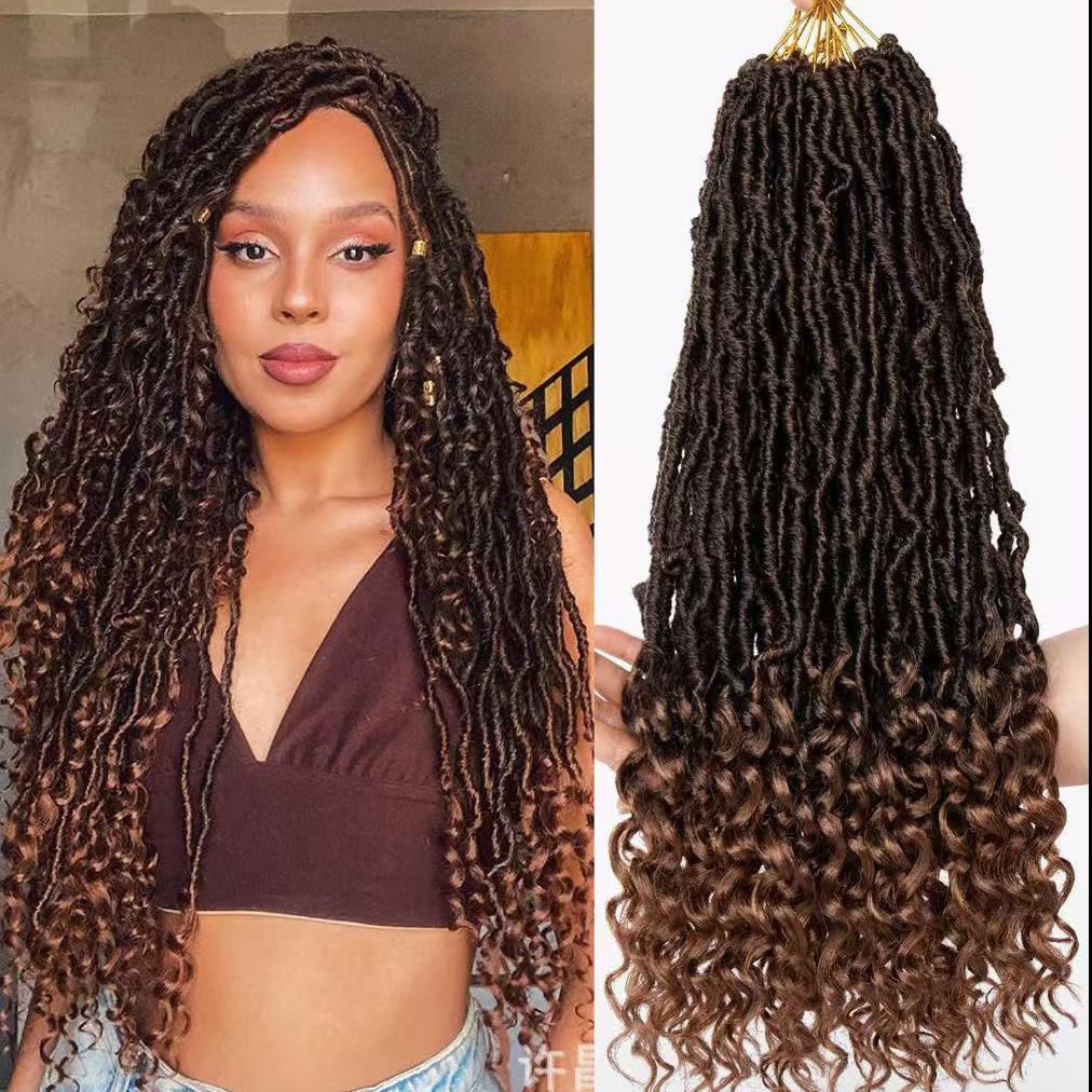 59/2000  Worms Curly Scattered Tail 24inch New Nu Locs Crochet Hair Versatile African Dreadlocks Wig color 1 long