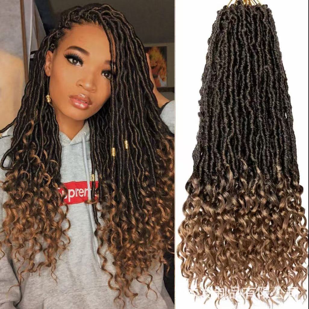59/2000  Worms Curly Scattered Tail 24inch New Nu Locs Crochet Hair Versatile African Dreadlocks Wig color 1 long