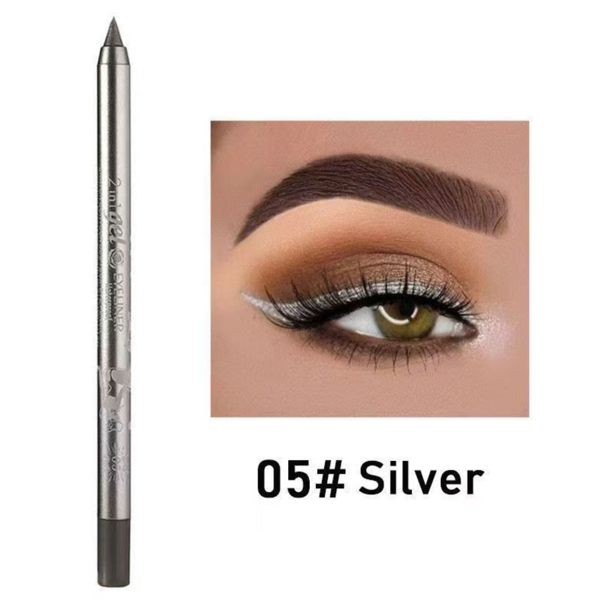 2 in 1 Eyeliner Lip Liner Gel Pencil Waterproof Long-lasting 10 colors 01#black one size