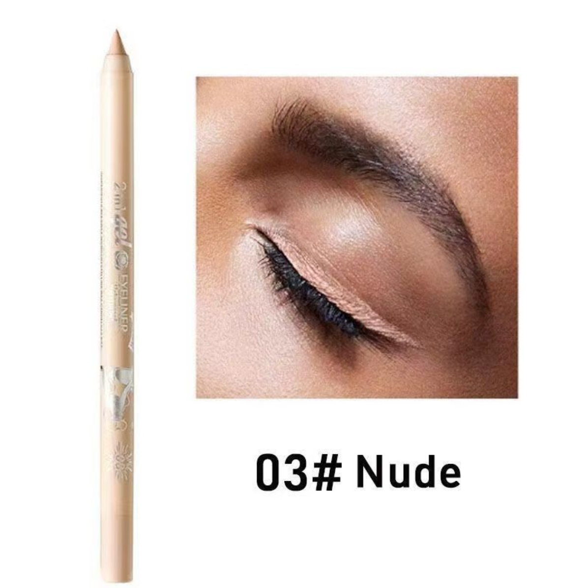 2 in 1 Eyeliner Lip Liner Gel Pencil Waterproof Long-lasting 10 colors 01#black one size