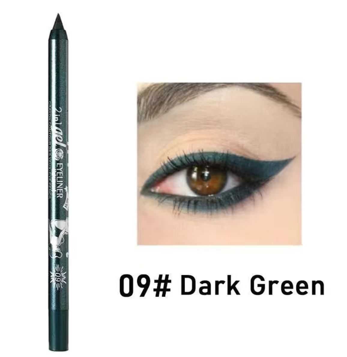 2 in 1 Eyeliner Lip Liner Gel Pencil Waterproof Long-lasting 10 colors 01#black one size