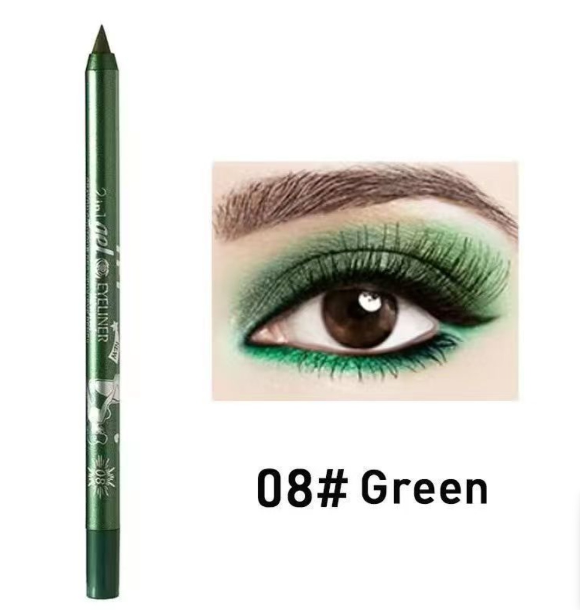 2 in 1 Eyeliner Lip Liner Gel Pencil Waterproof Long-lasting 10 colors 01#black one size