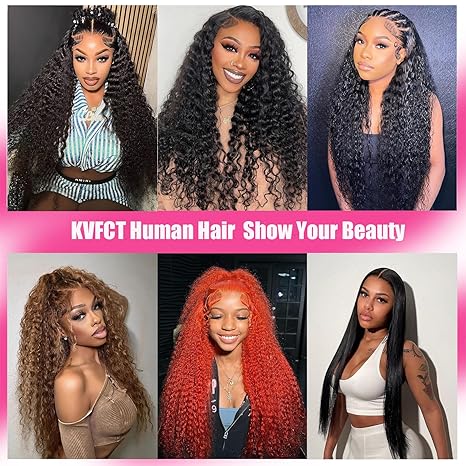 30 Inch (Approx. 76.2cm) Deep Wave Front Lace Wig Real Hair 13x6 HD Clear Real Hair Lace Front Wig 200% Density Deep Curly Real Hair Wig Pre Shot Deep Wave Front Wig With Baby Hair color 1 long