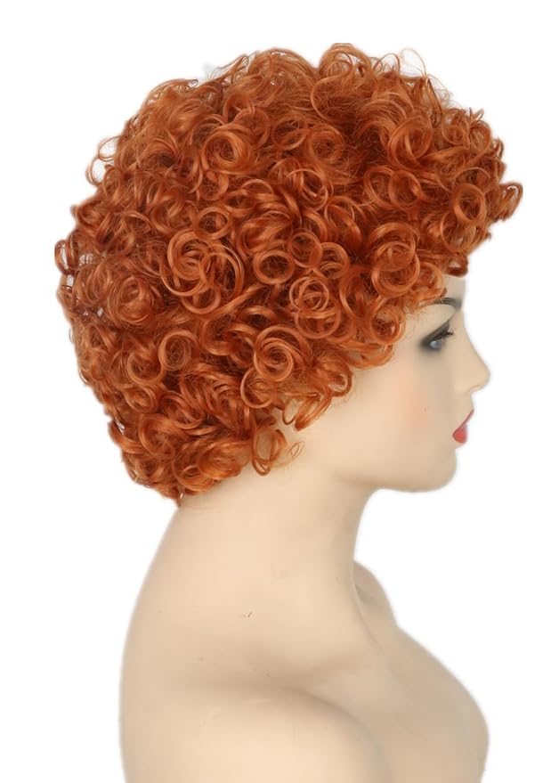 Unisex Reddish Brown Short Curly Afro Wig Halloween